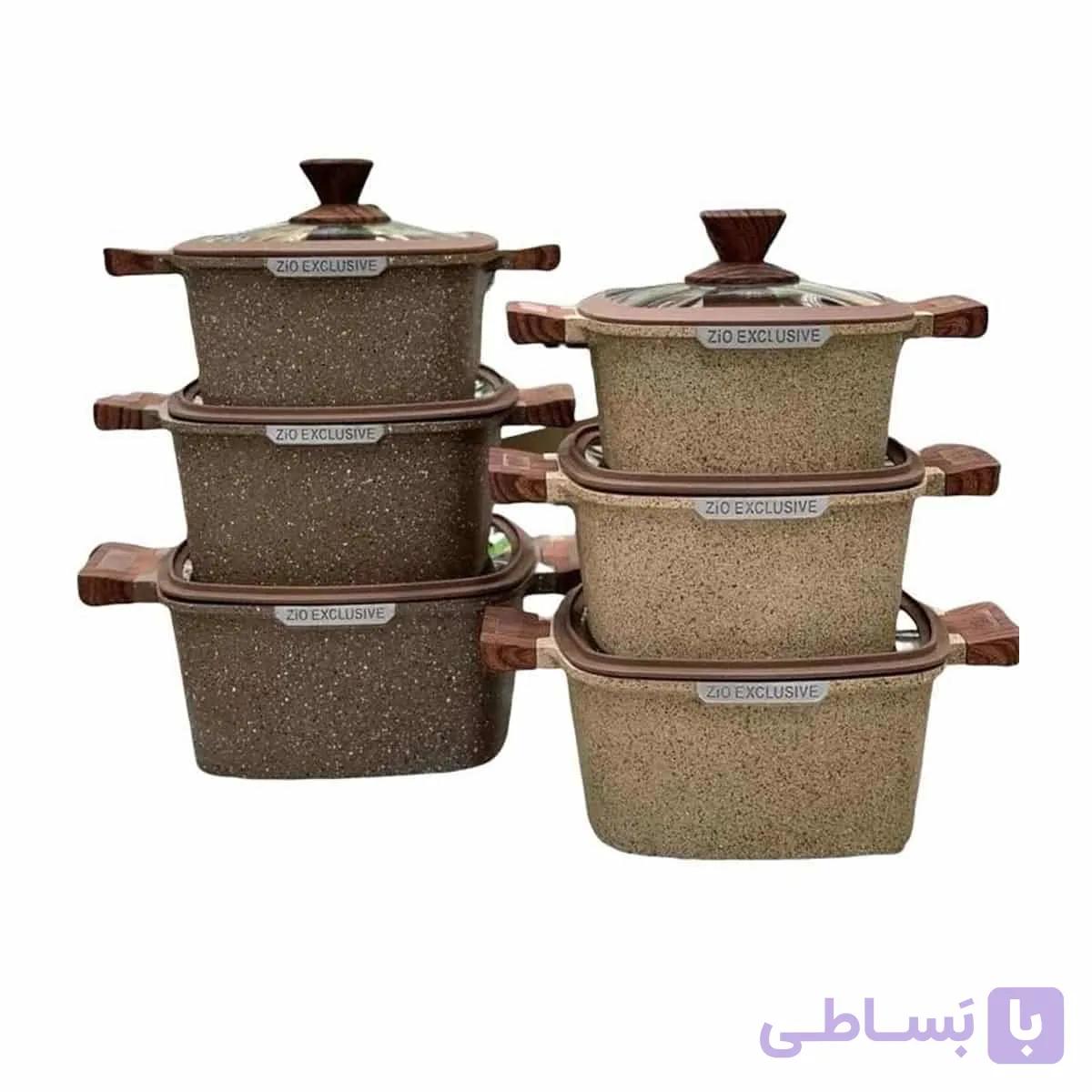 سرویس قابلمه 6 پارچه گرانیتی زیو مدل 8350.22 مربعی — تصویر 1