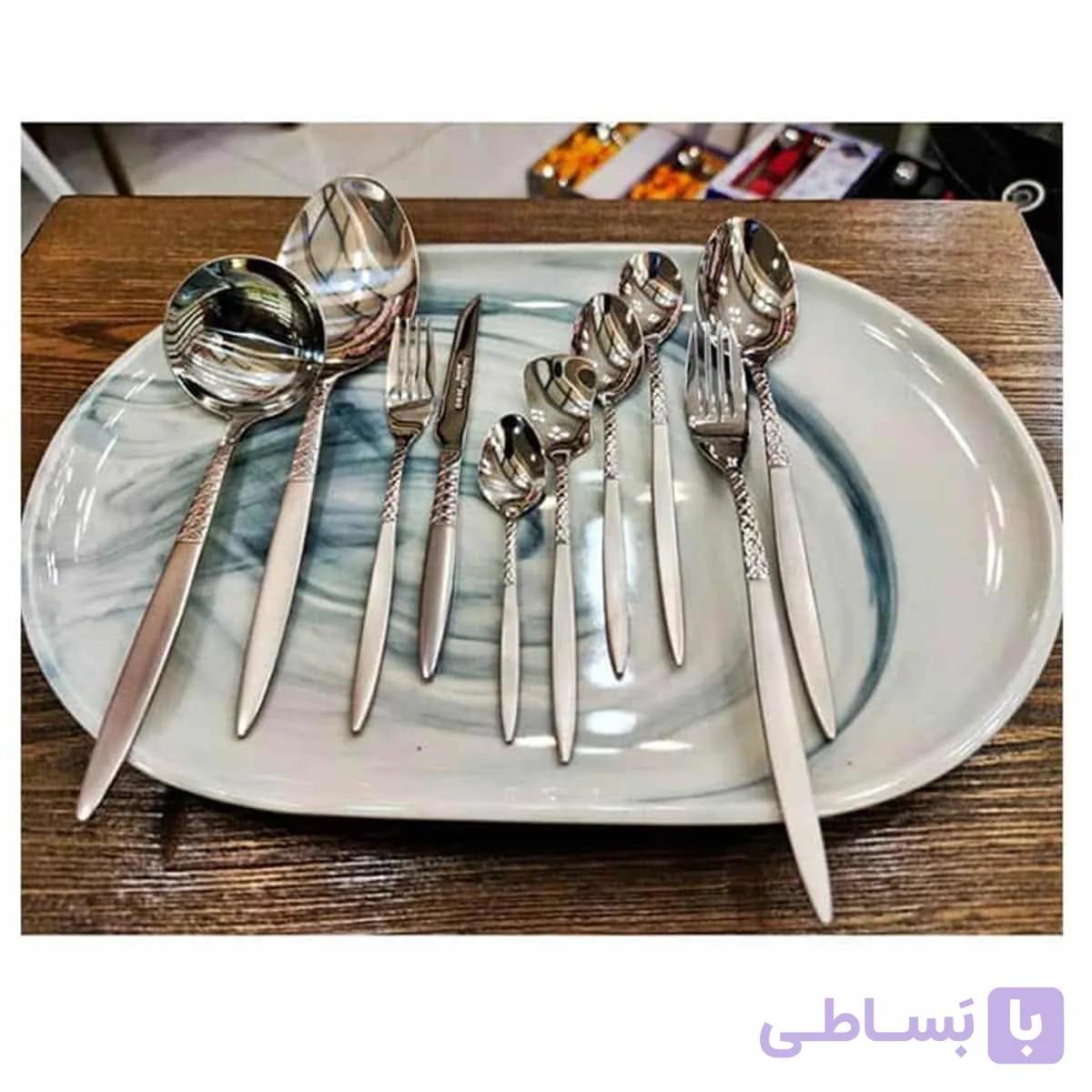 سرویس قاشق چنگال 24 نفره 120تکه یونیک آهنربانگیر نقره ای زنبوری