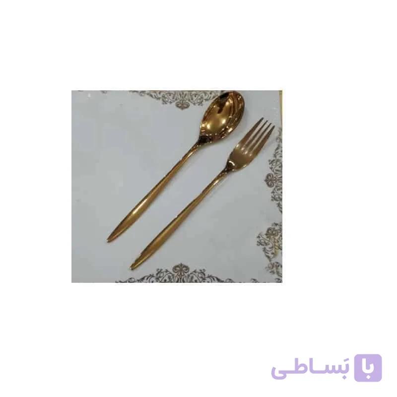 سرویس قاشق چنگال 24 نفره 120 تکه یونیک دهانه اروپایی طلایی — تصویر 1