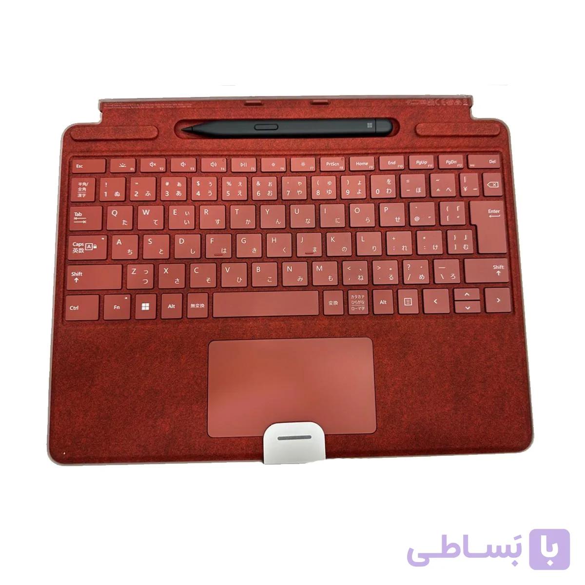 کیبورد Signature و قلم Slim 2 برای سرفیس پرو 8/9/10/11 مایکروسافت رنگ قرمز آکبند اورجینال — تصویر 1