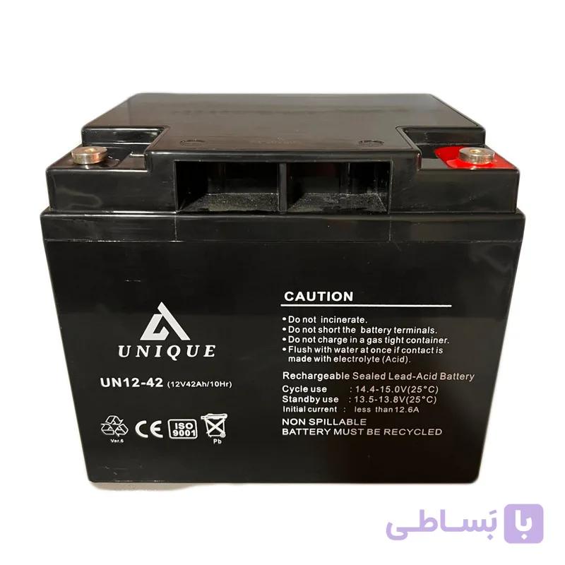 باتری UPS با ولتاژ 12 ولت و شدت جریان 42 آمپرساعت یونیک مدل 12v42ah — تصویر 1