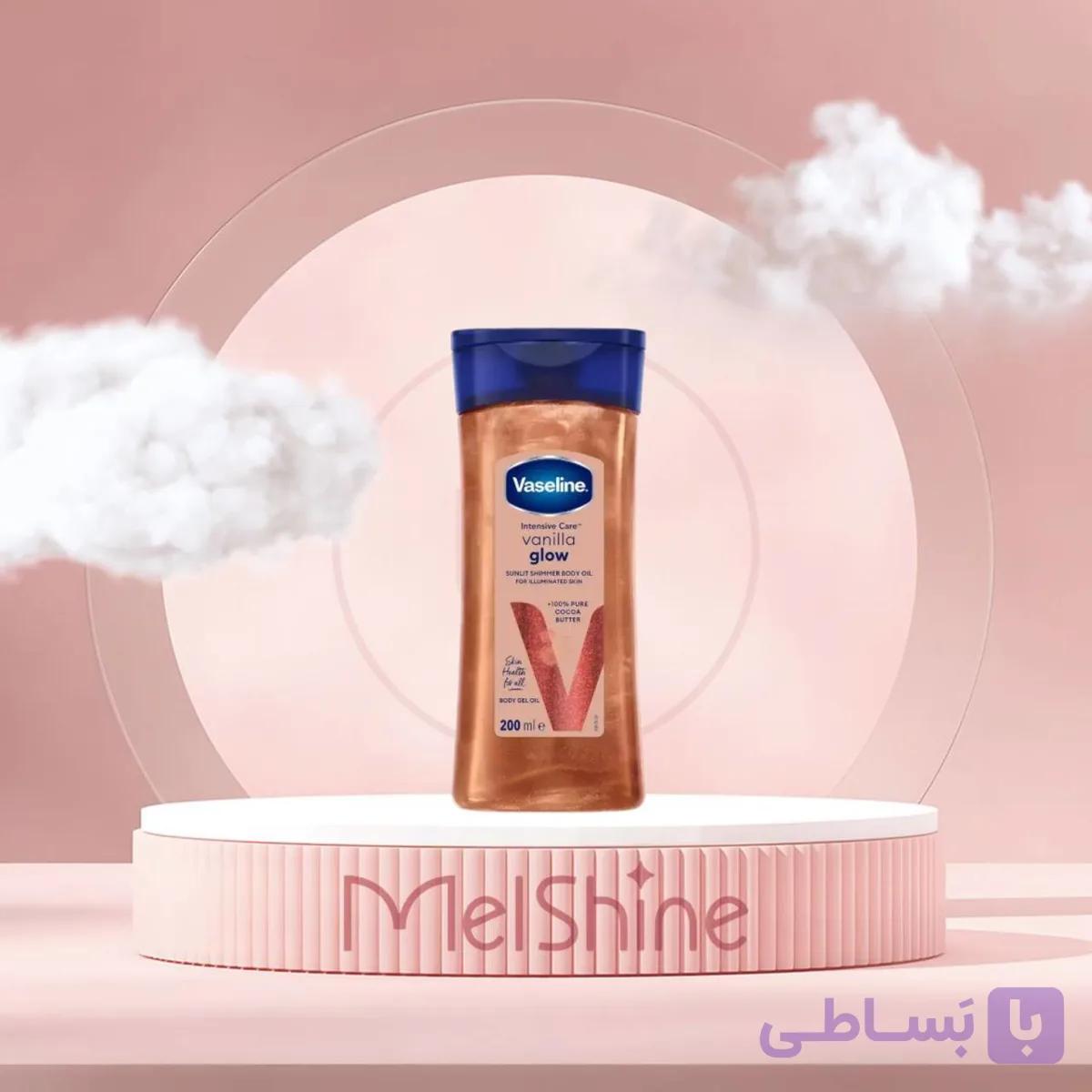 ژل روغن بدن شاین وازلین شامپاینی Vaseline Vanilla Glow Shimmer Body Gel Oil — تصویر 1