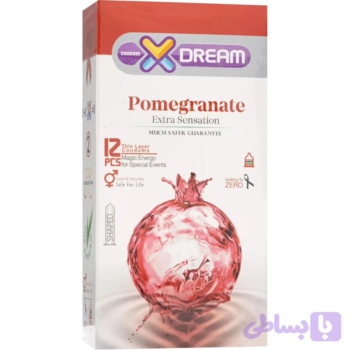 کاندوم تنگ کننده ایکس دریم مدل Pomegranate بسته 12 عددی