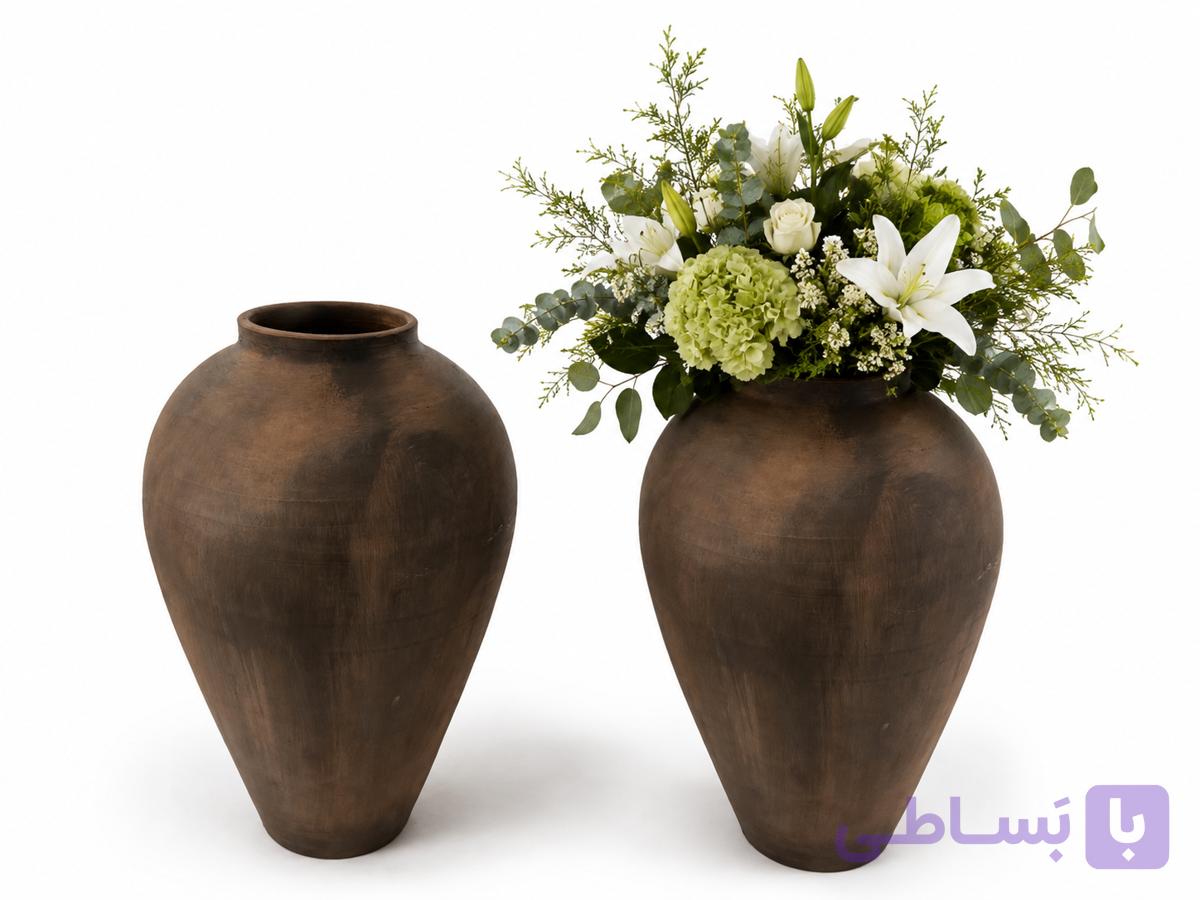 گلدان سفالی دکوراتیو مدل کوزه‌ای