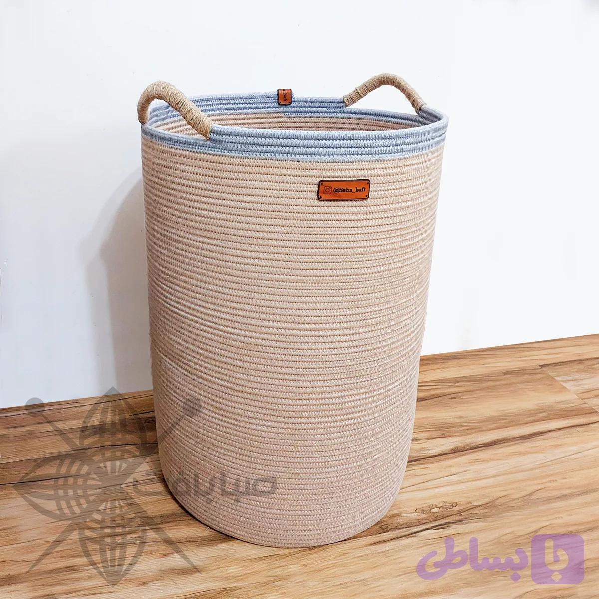 سبد لباس قیطان کرم طوسی دسته دار(صبابافت)