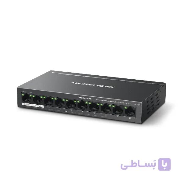 سوئیچ شبکه مرکوسیس مدل MS110P ده پورت 10/100Mbps با ۸ پورت PoE+