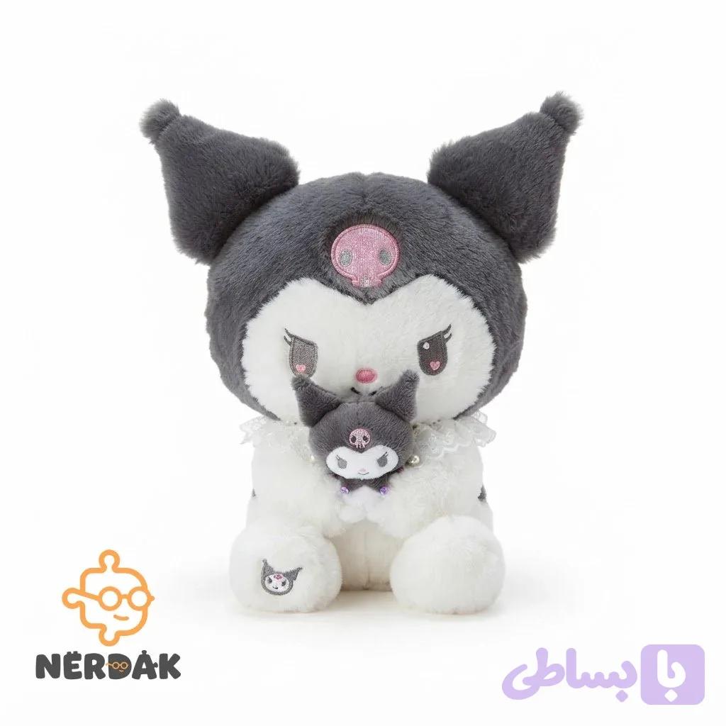عروسک پولیشی کاراکتر مای ملودی کورومی (Kuromi) رنگ طوسی و سفید – ۳۵ سانتی‌متری کد 97927 — تصویر 1