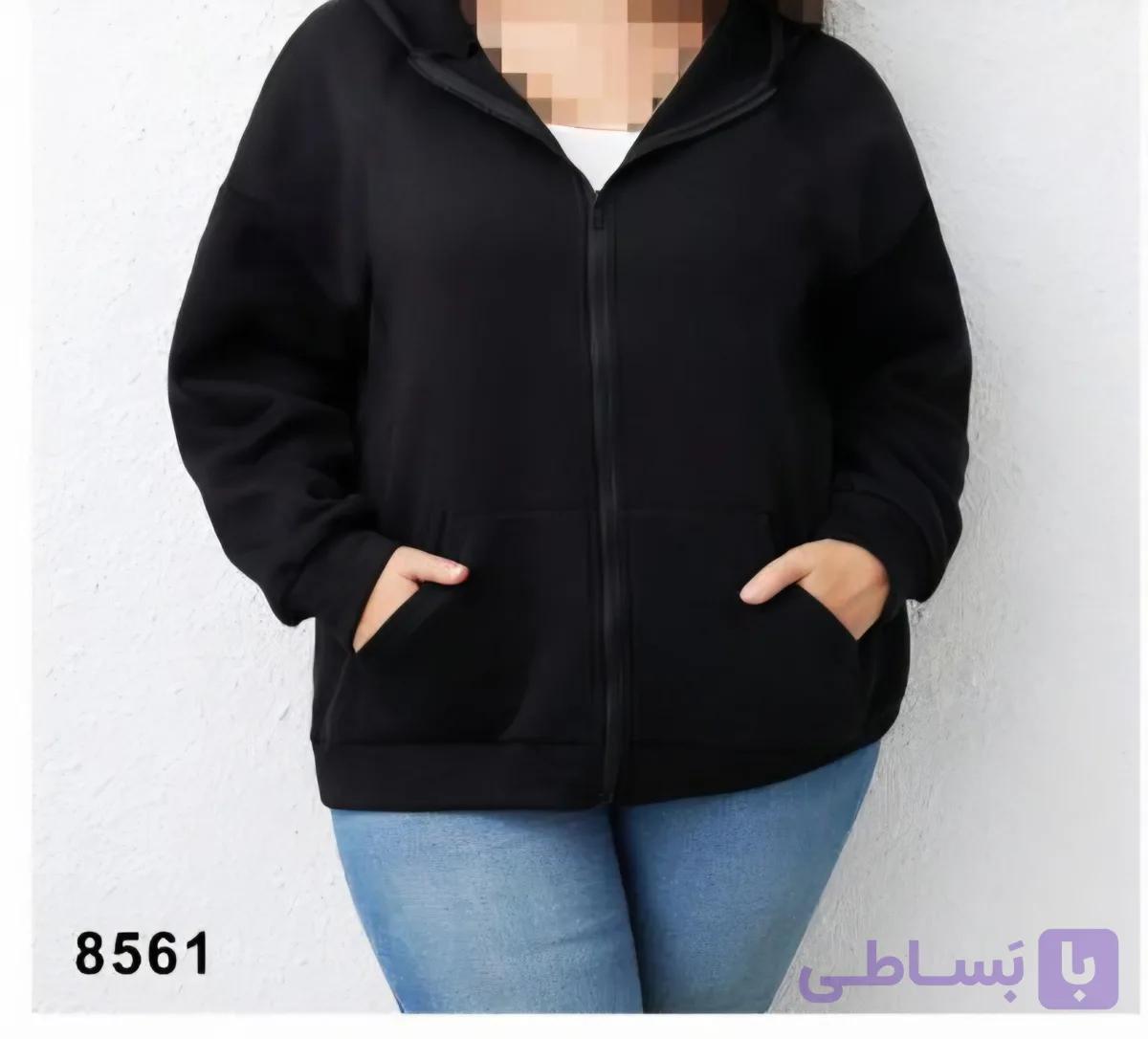 سویشرت کلاهدار سایز بزرگ، جنس دورس سه نخ تو کرکی در ۵ رنگ