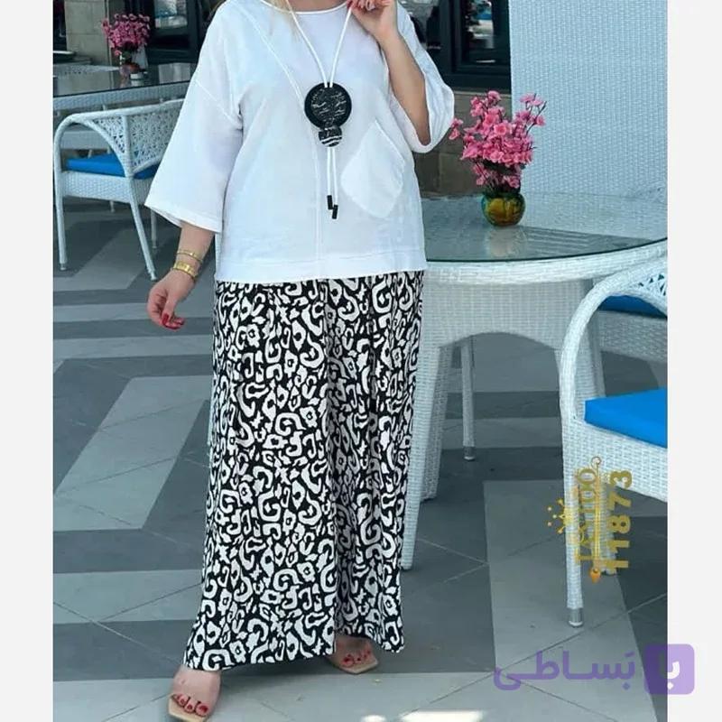 بلوز و شلوار سایز بزرگ، جنس ابروبادی و کرپ نخ وارداتی 11873 T