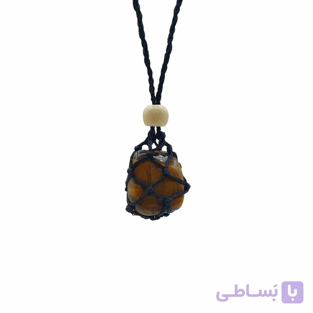 آویز دستساز مکرومه سنگ چشم ببر — تصویر 1