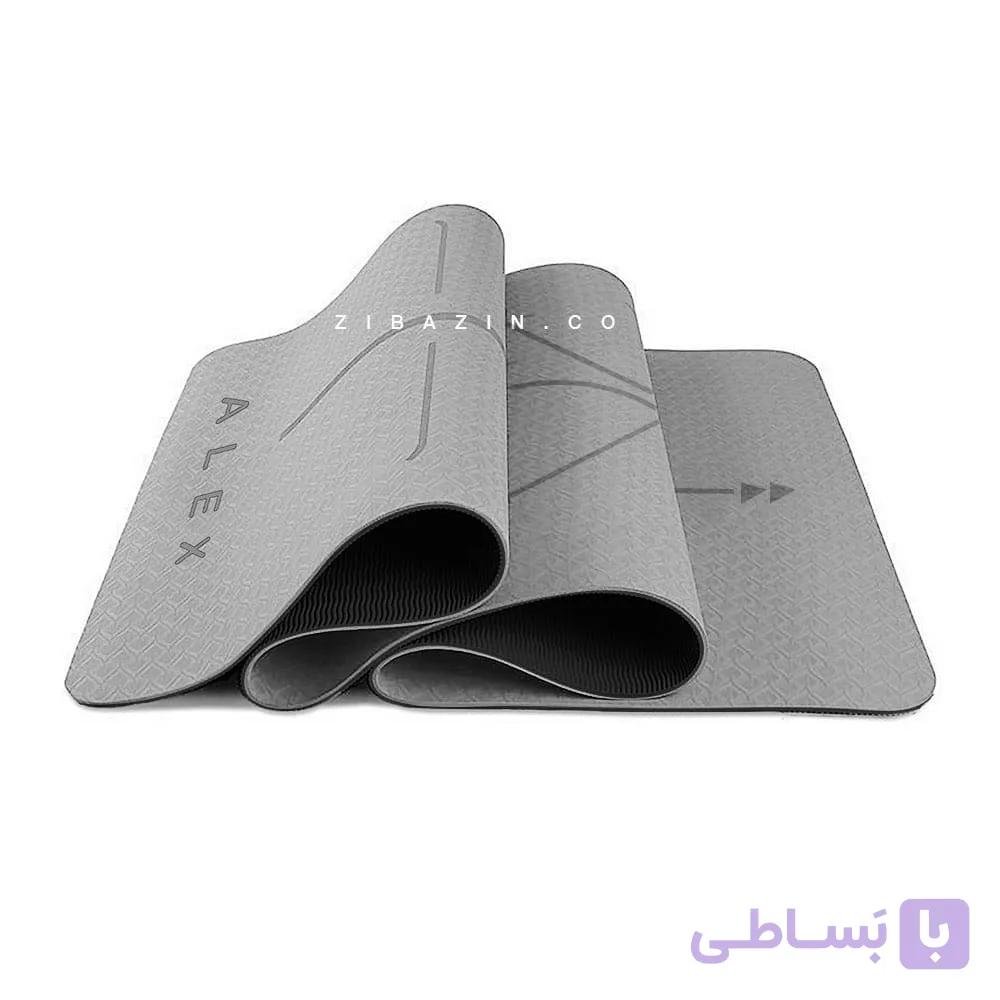 مت یوگا حرفه ای الایمنت (TPE) دو لایه 6 میل : طوسی + کاور رایگان — تصویر 1
