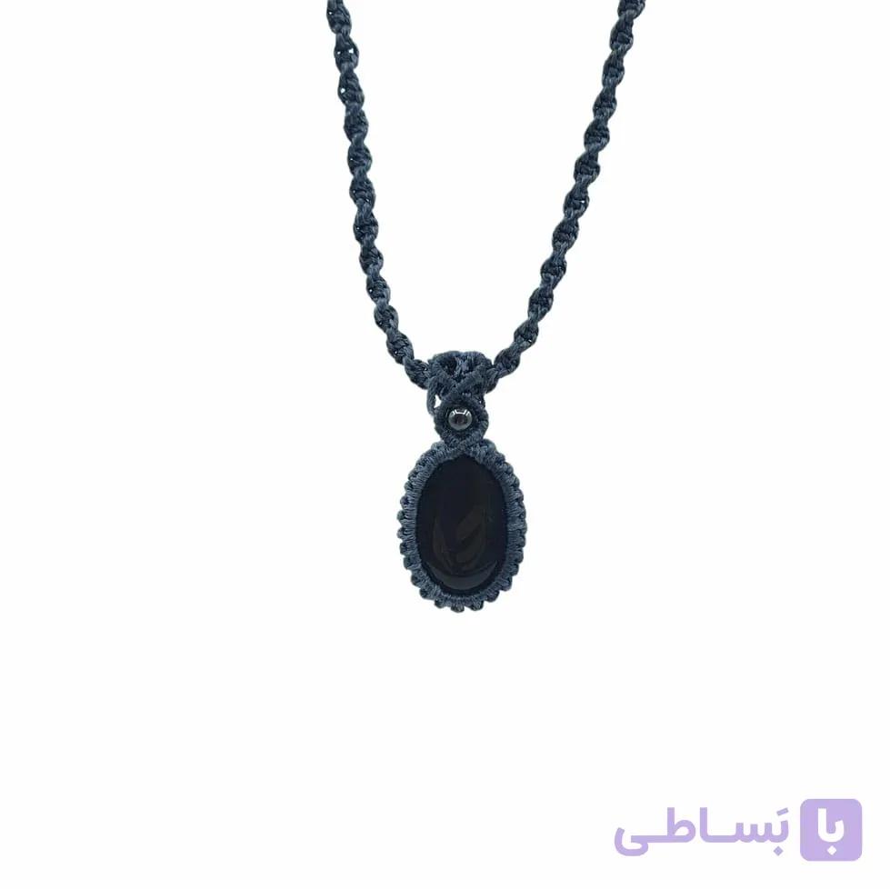 آویز دستساز مکرومه سنگ اونیکس — تصویر 1