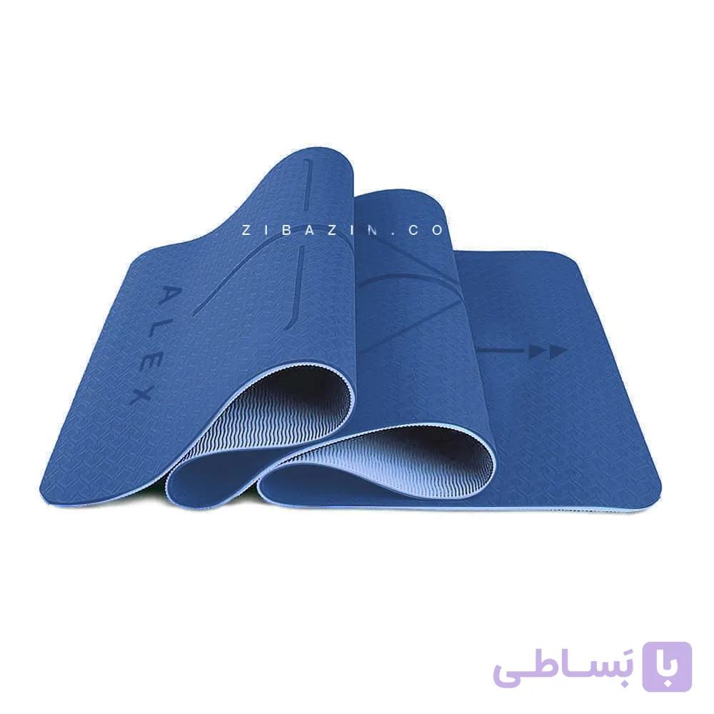 مت یوگا حرفه ای الایمنت (TPE) دو لایه 6 میل : آبی + کاور رایگان — تصویر 1