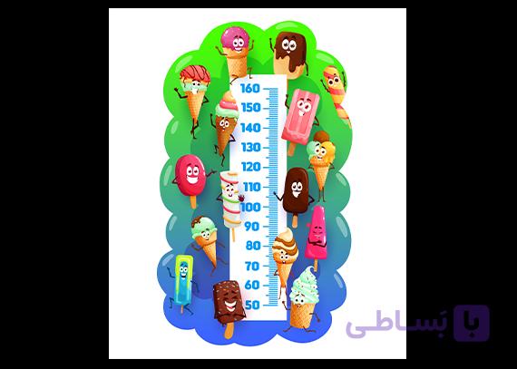 استیکر اندازه‌گیری قد طرح کودکانه با طرح دفتر