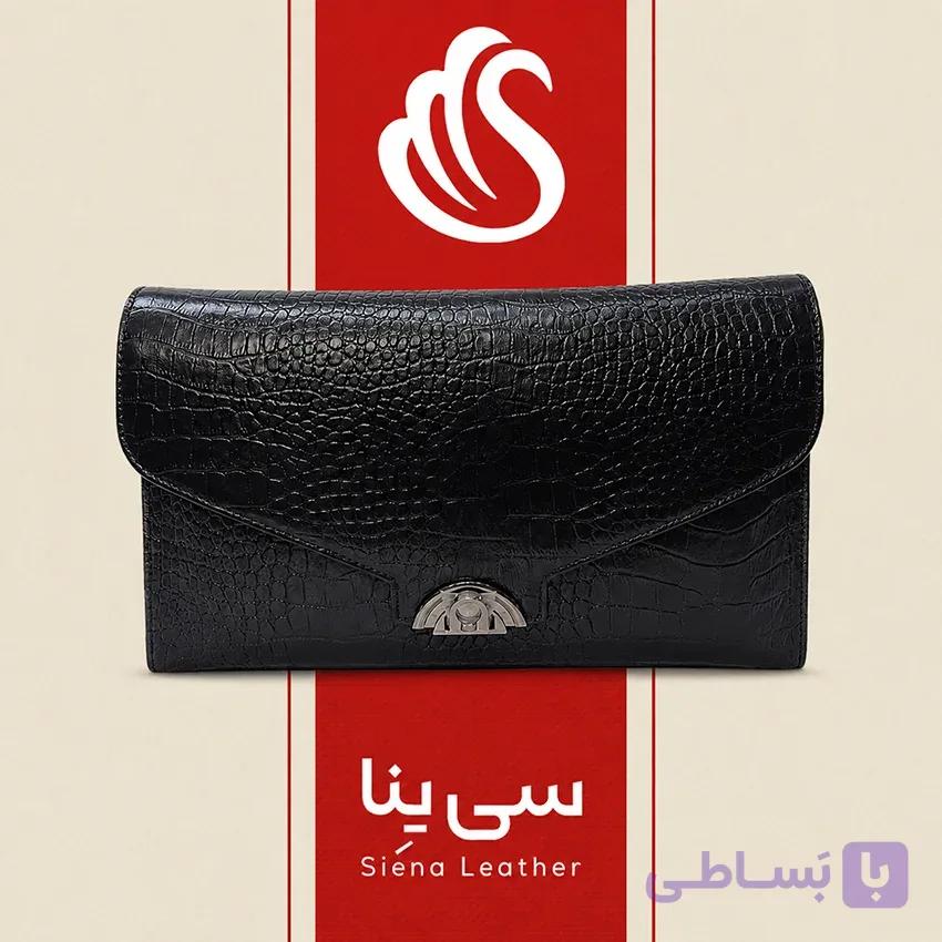 کیف تمام چرم کلاسیک کد 3083 – سه بافت مشکی با بند بلند و ابعاد ۳۰×۱۸