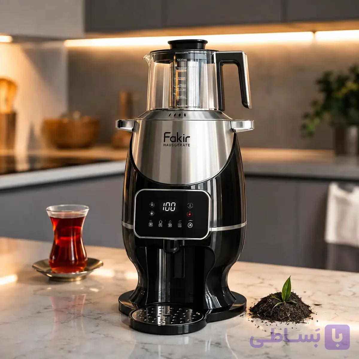 چای ساز سماوری فکر (Fakir) با منوی دیجیتال و قابلیت برنامه‌ریزی | توان 2200 وات