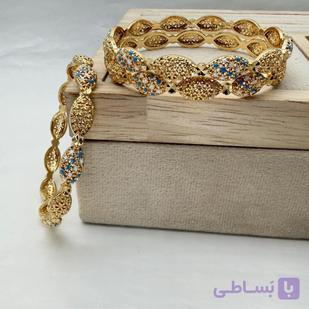 النگو زنانه طرح طلا فیوژن میناکاری 28176 — تصویر 1
