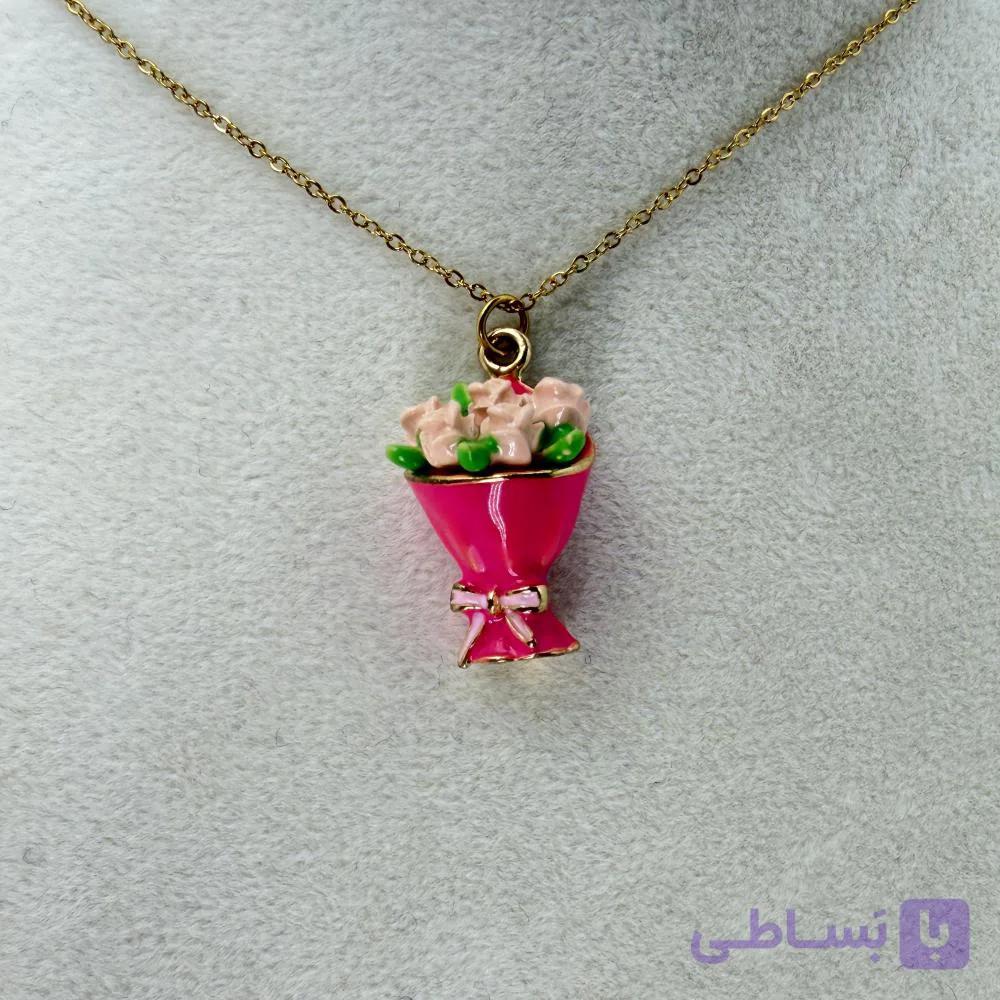 گردنبند دخترانه پینترستی ترند طرح دسته گل کد 28335 — تصویر 1