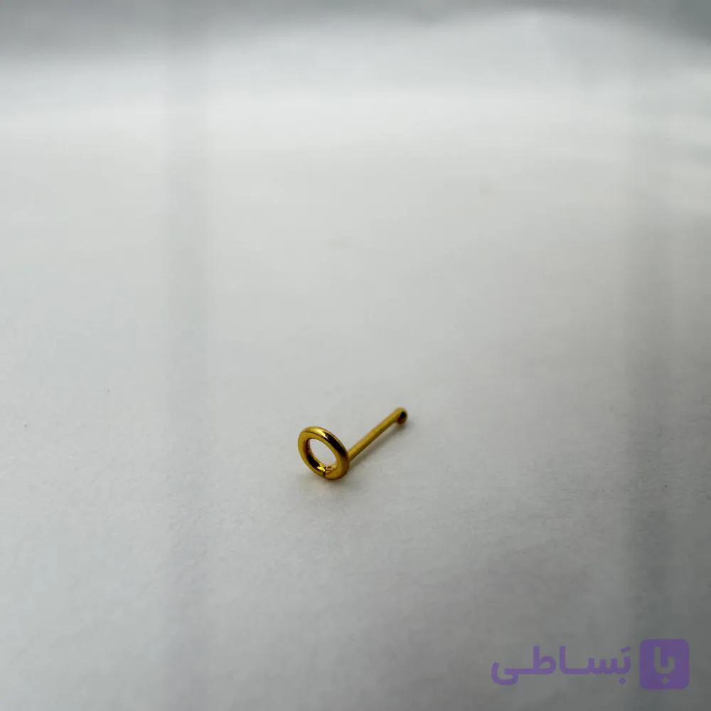 پیرسینگ بینی نقره میخی طرح دایره طلایی رنگ — تصویر 1