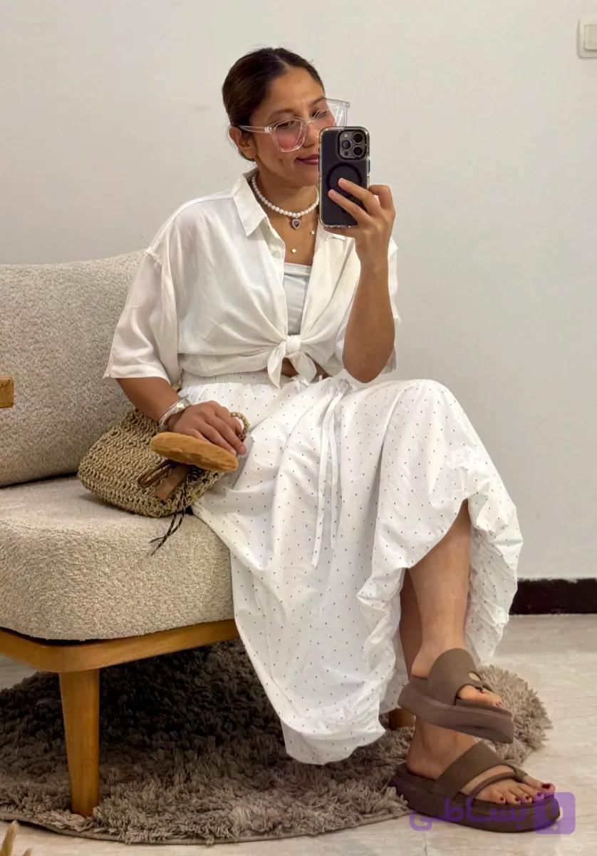 دامن زنانه مدل پفکی طرح خال خالی
