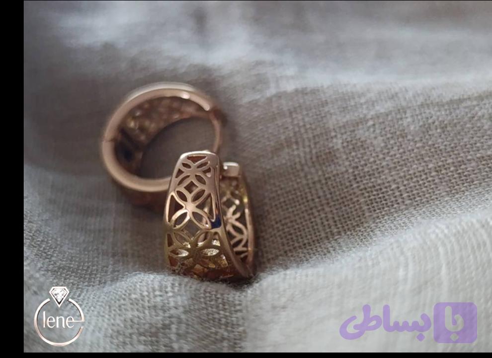 گوشواره حلقه‌ای ژوپینگ مدل توری طرح گل