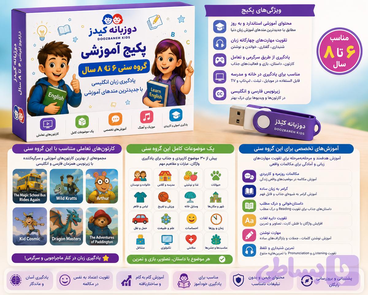 پکیج آموزش زبان انگلیسی کودک۶تا۸سال