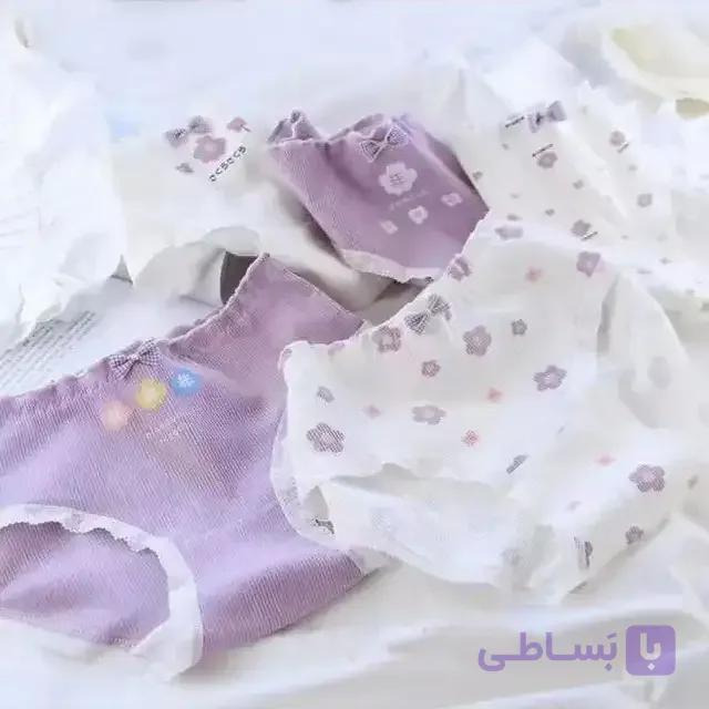 شورت‌‌ زنانه کبریتی فانتزی طرح گل بنفشه — تصویر 1