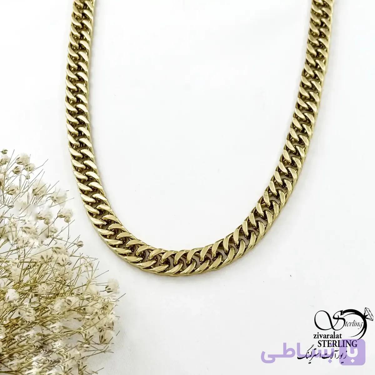 زنجیر کارتیر استیل طلایی کد 21802