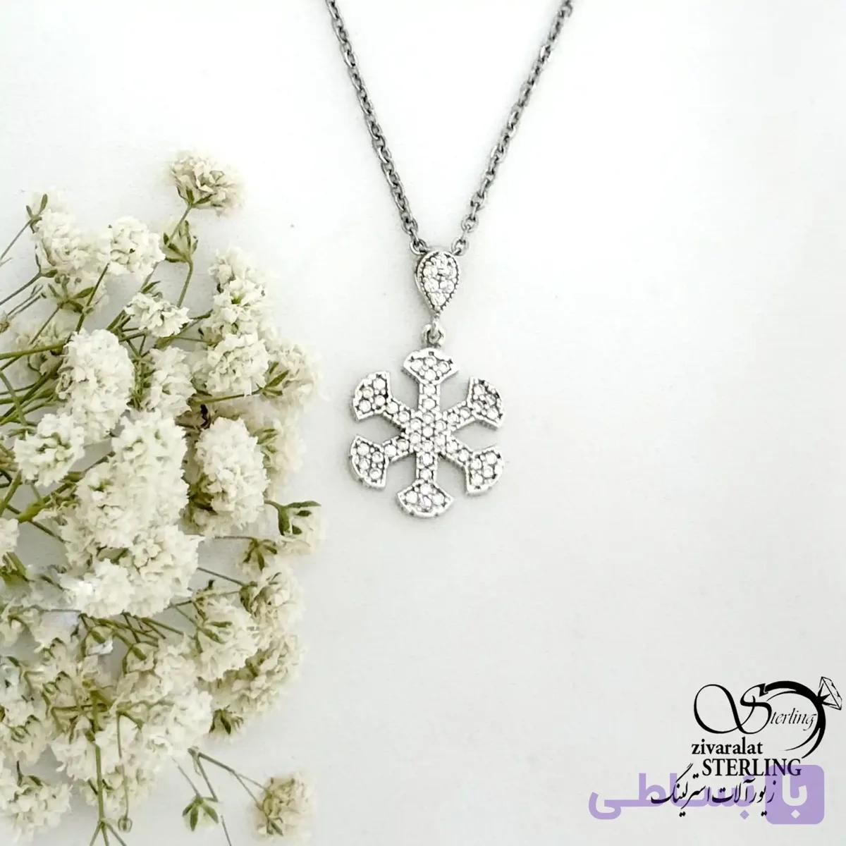 گردنبند نقره گوله برف با عیار925 کد 22308 — تصویر 1