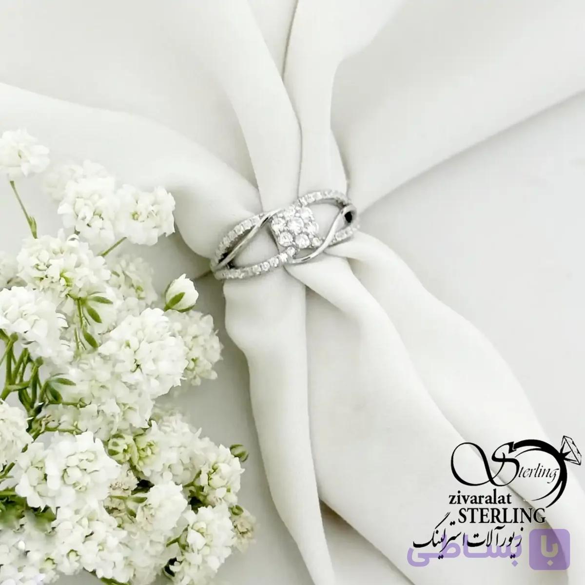 انگشتر نقره 925 عیار گلدار کد 22228 — تصویر 1