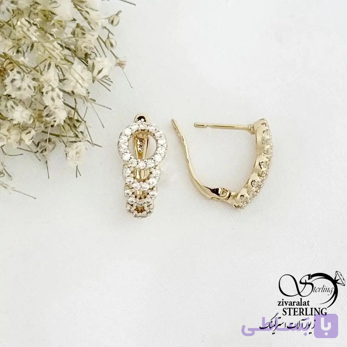 گوشواره کلیپسی طرح حلقه ایی نگین دار کد 21726 — تصویر 1