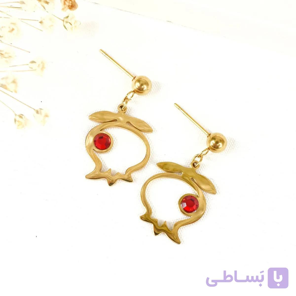 گوشواره استیل طرح انار کد 8512 — تصویر 1