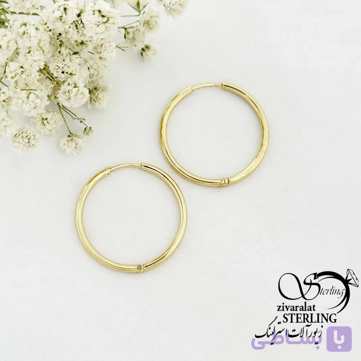 گوشواره استیل حلقه ای ساده کد 22252 — تصویر 1