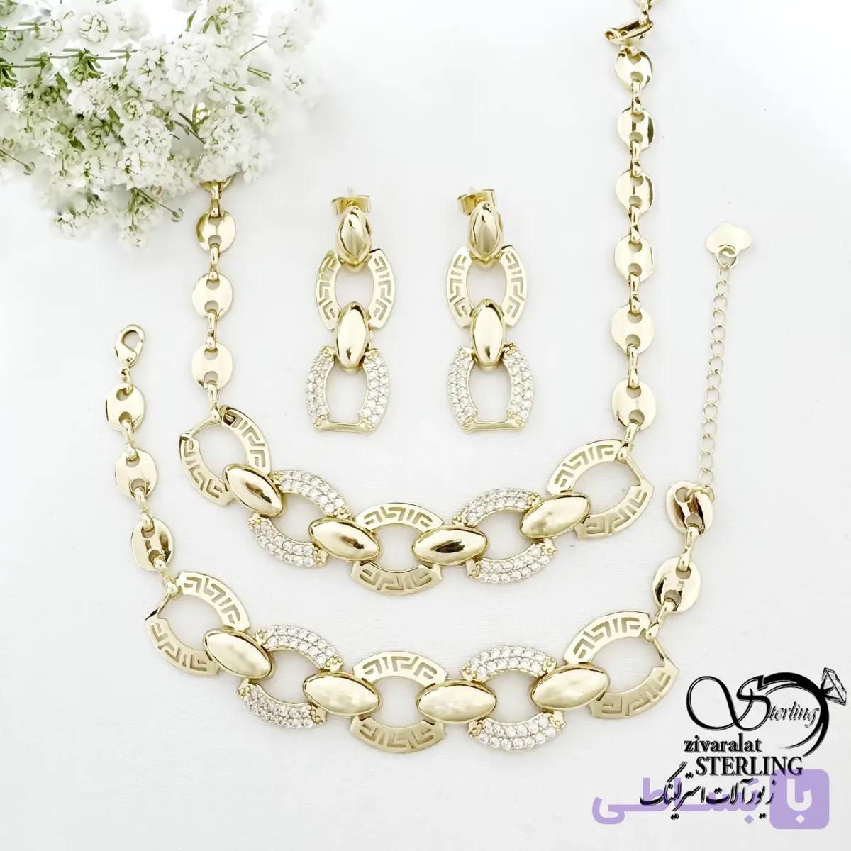سرویس مجلسی نگین دار طرح طلا کد 22161 — تصویر 1