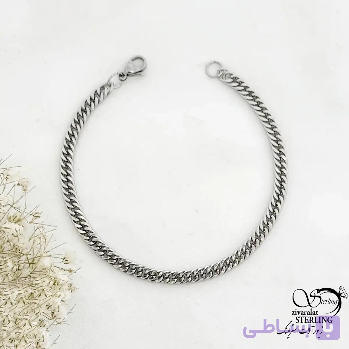 دستبند برند استیل مردانه طرح کارتیر سفید کد 21822
