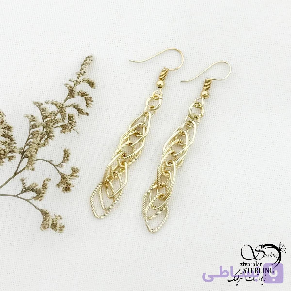 گوشواره طرح طلا با روکش آب طلا کد 13319 — تصویر 1