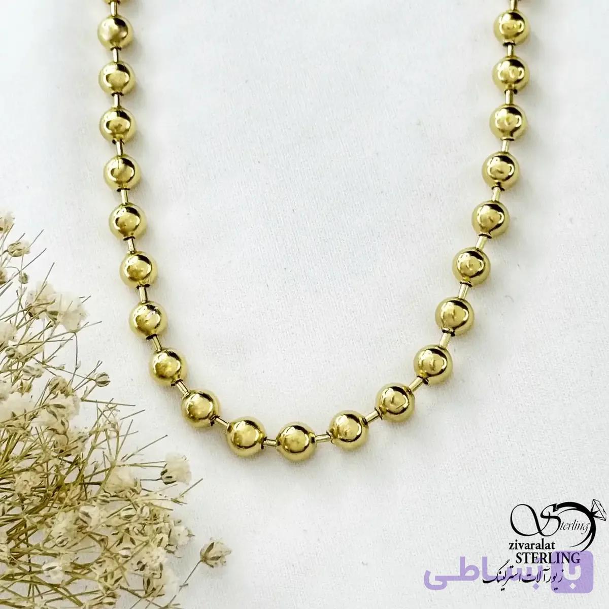 گردنبند زنانه مشابه طلا طرح گوی برند استیل کد 21687 — تصویر 1