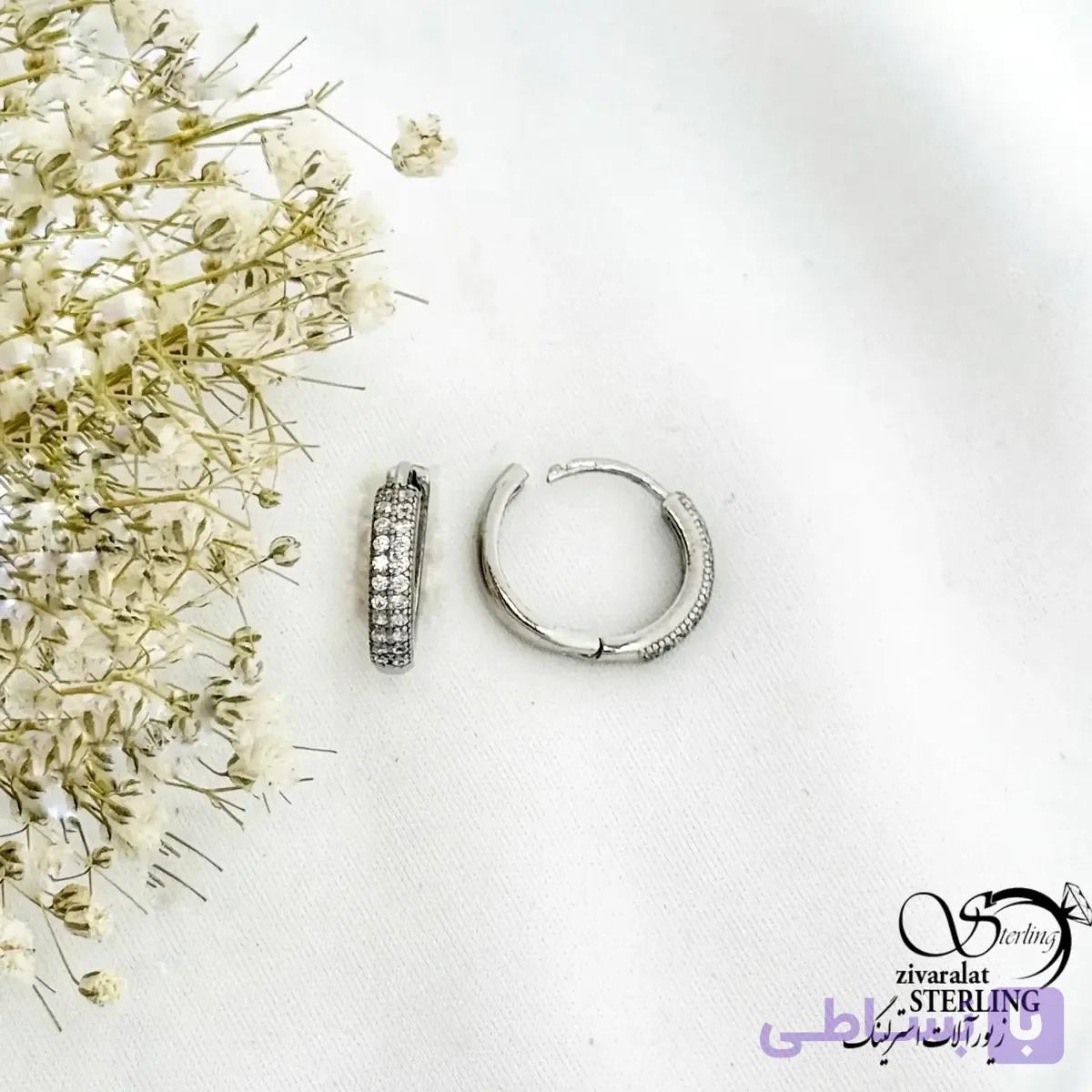 گوشواره نقره نگین دار (کلیپسی) عیار925 کد 21283 — تصویر 1