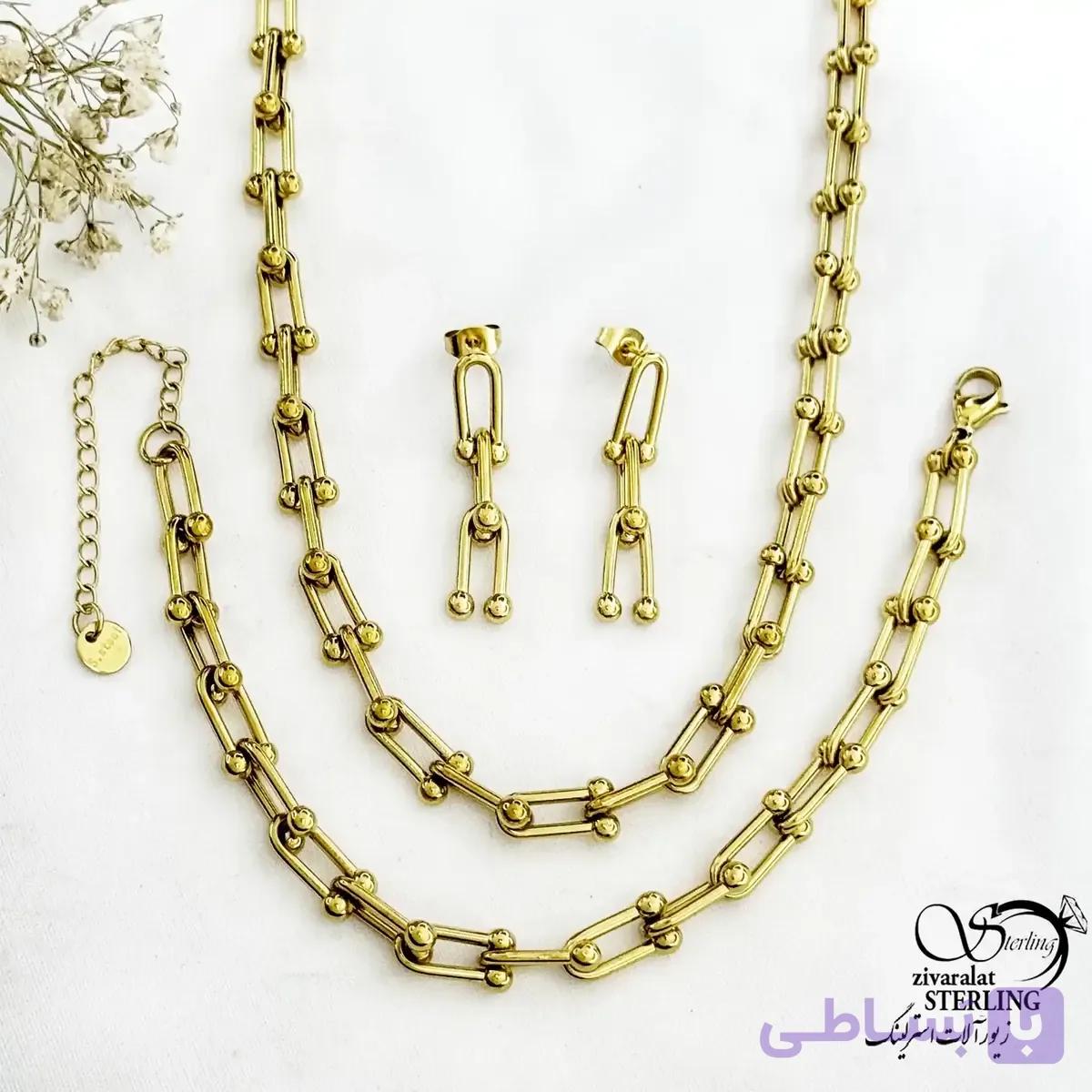 سرویس زنانه استیل مدل تیفانی طلایی کد 21688 — تصویر 1