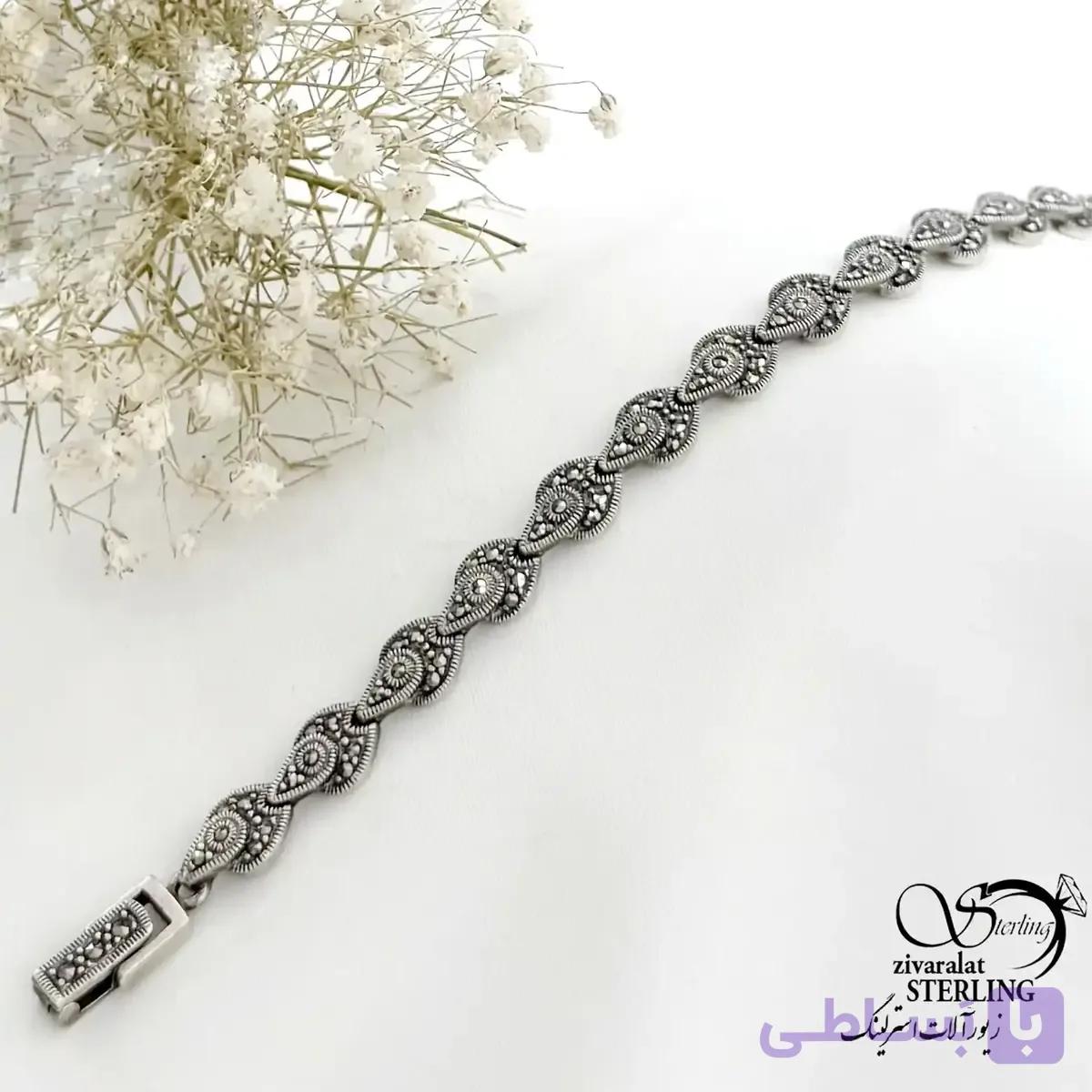 دستبند طرح کلاسیک زنانه سیاه قلم ساخت ایتالیا کد 21488 — تصویر 1