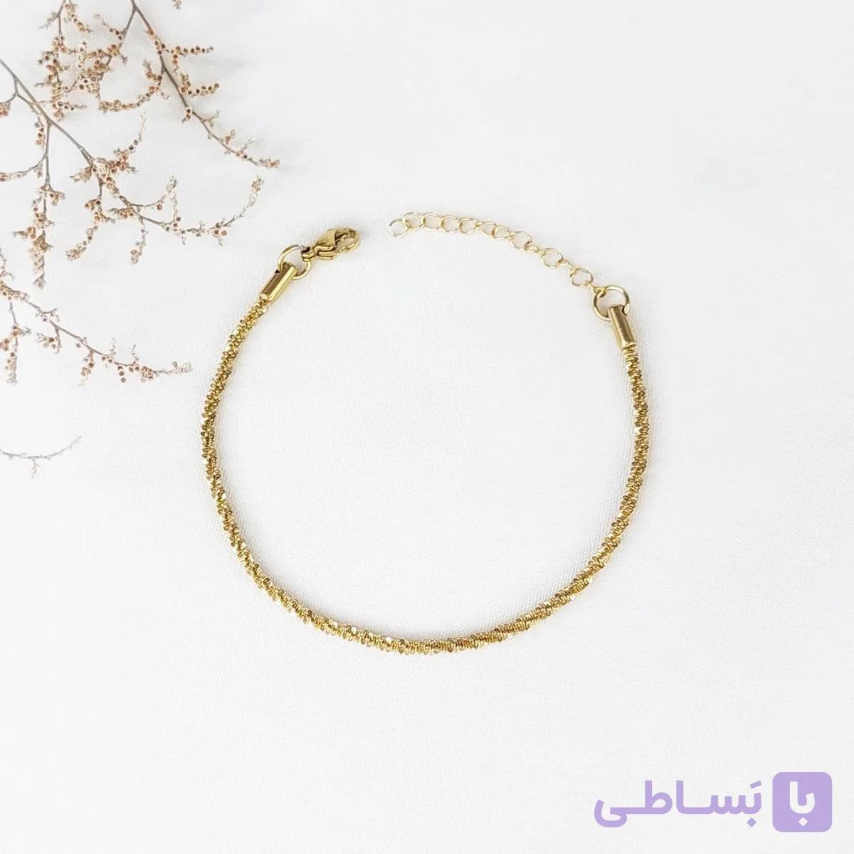 دستبند خاویاری استیل طلایی کد 11635 — تصویر 1