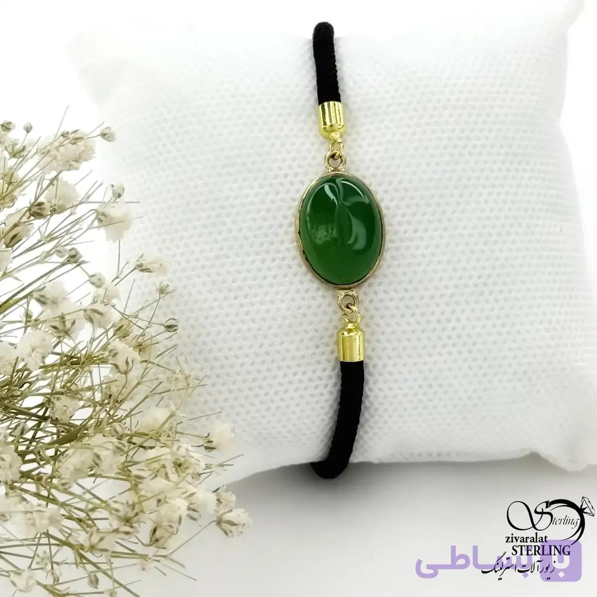 دستبند آسانسوری با پلاک طرح زمرد کد 21110 — تصویر 1