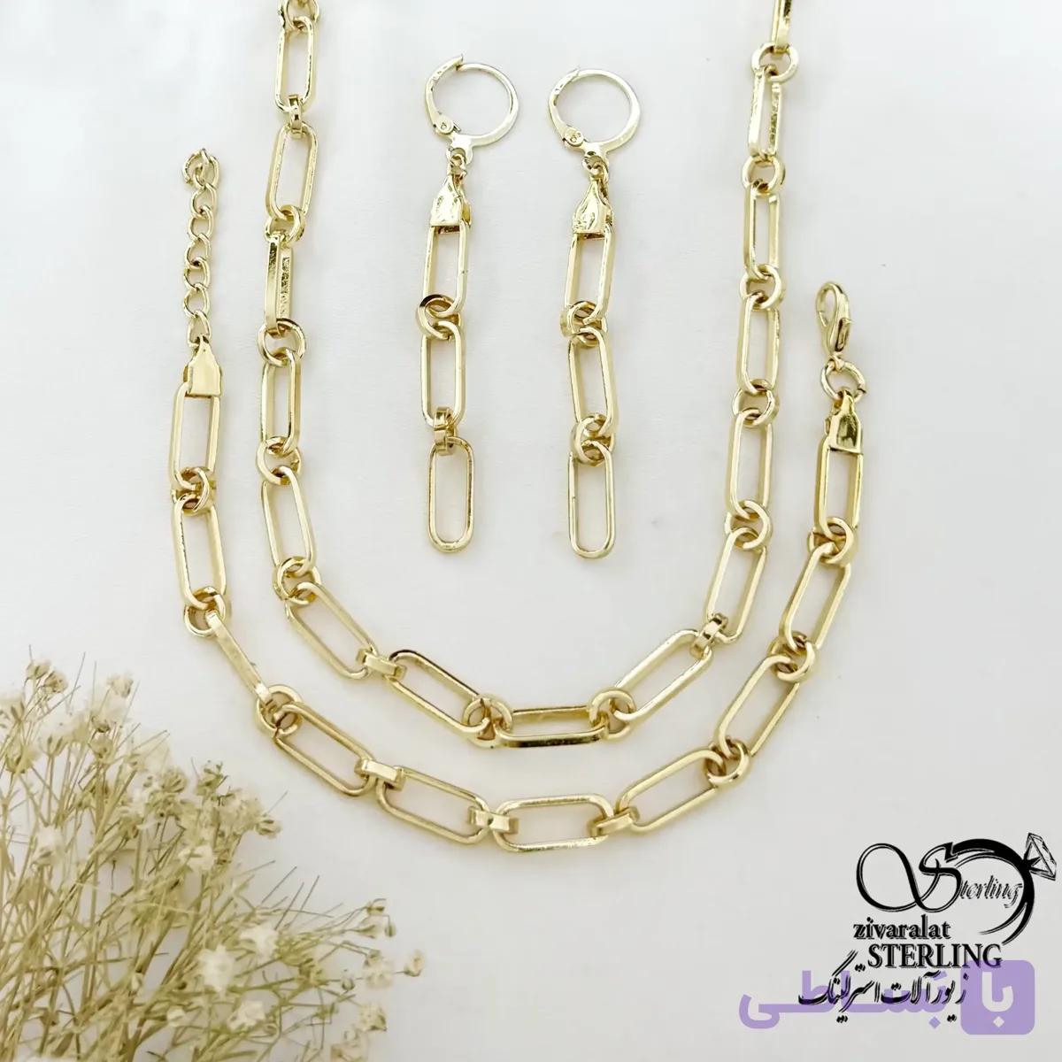سرویس زنجیری زنانه مشابه طلا کد 22157 — تصویر 1
