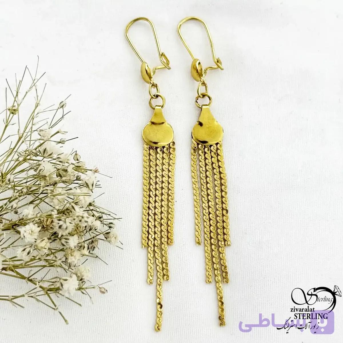گوشواره آویز طرح طلا کد 21114 — تصویر 1