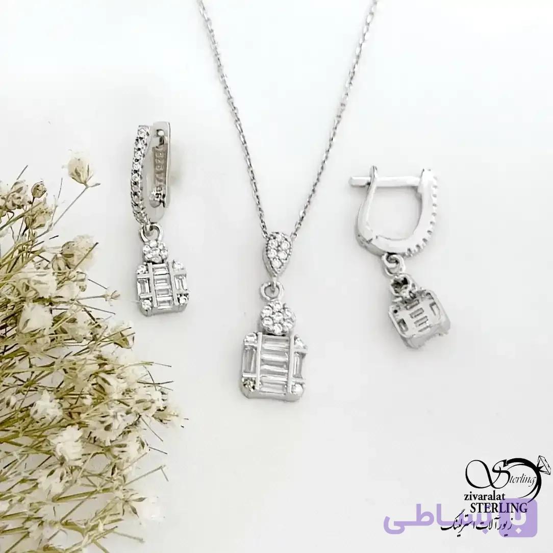 نیمست نقره طرح گل و امرال نگین دار 925 عیار کد 21578 — تصویر 1