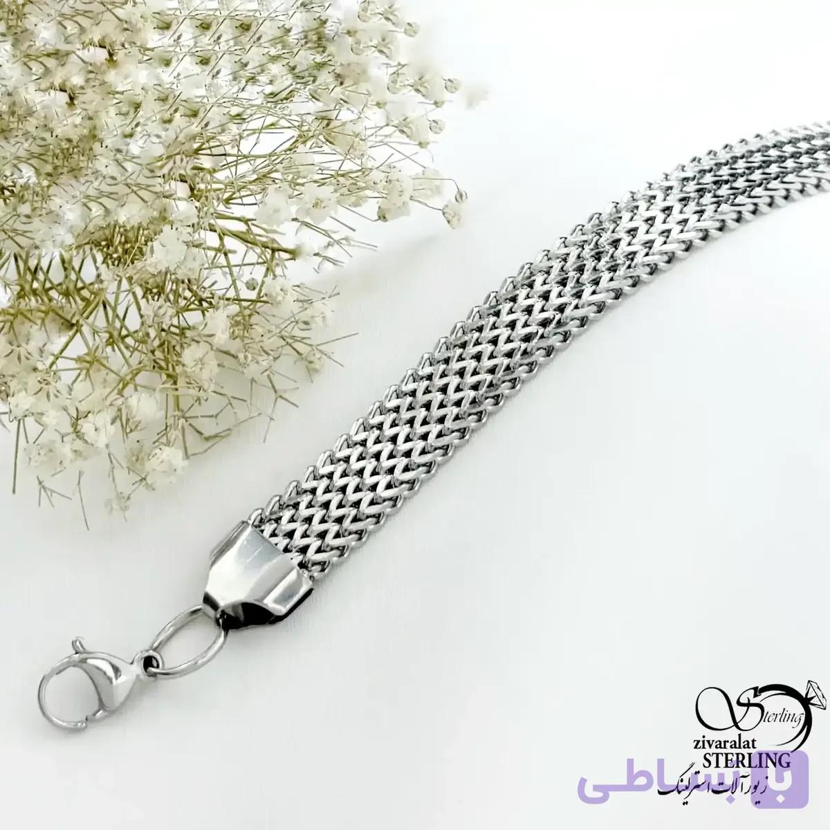 دستبند استیل مردانه مدل زیگ زاگ کد 21792
