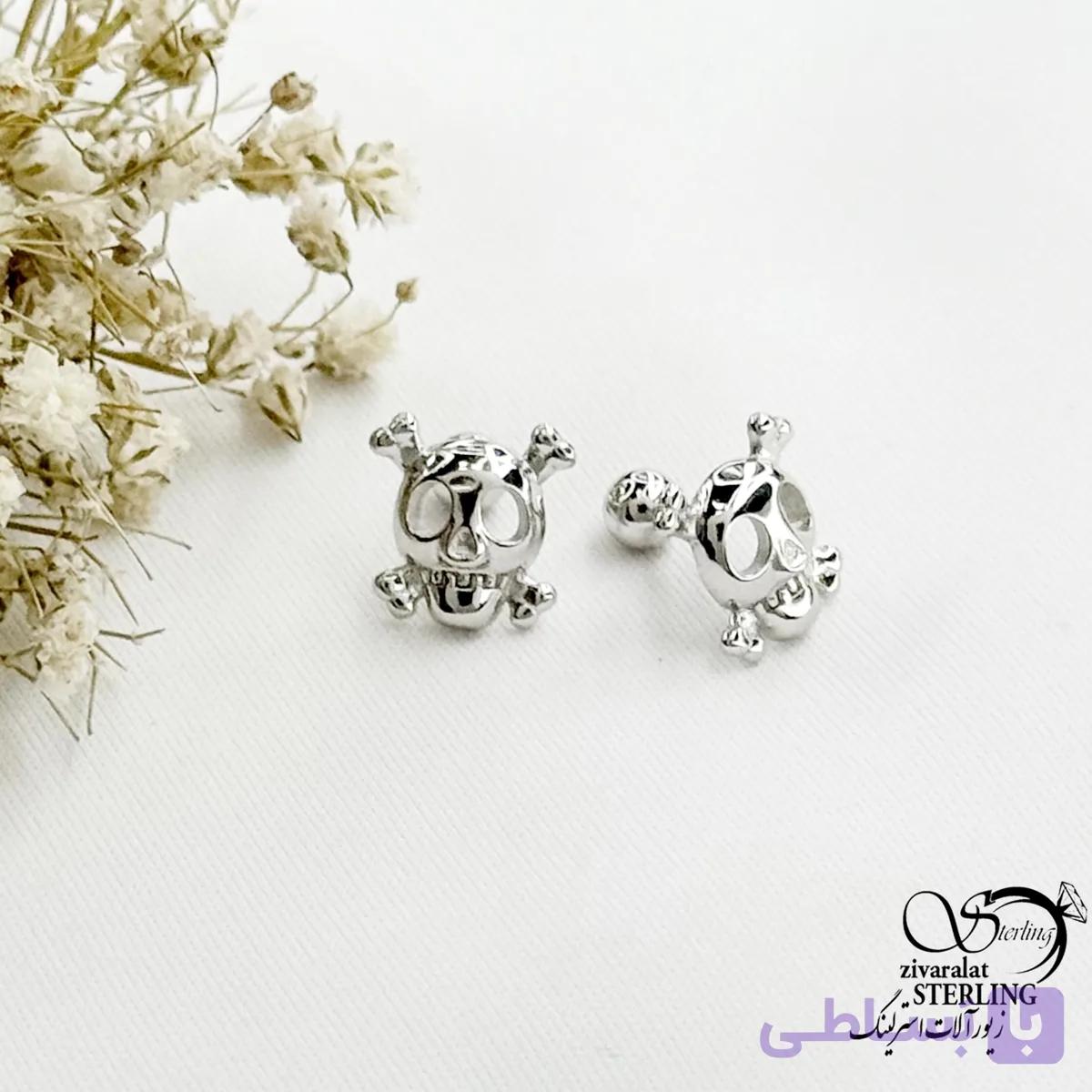 پیرسینگ گوش طرح اسکلت نقره 925 عیار کد 22082