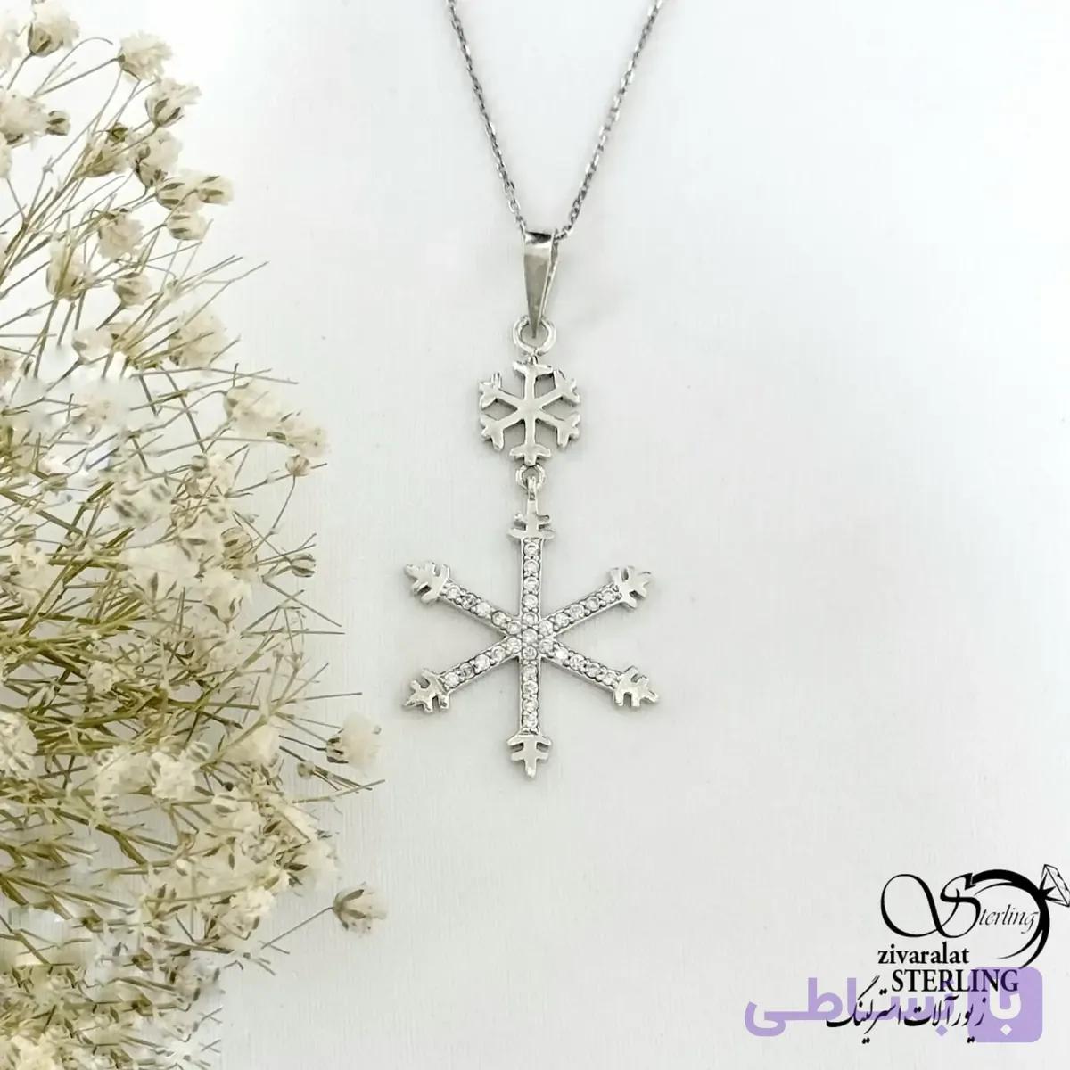 گردنبند نقره ایتالیا آویز گوله برفی کد 21344 — تصویر 1
