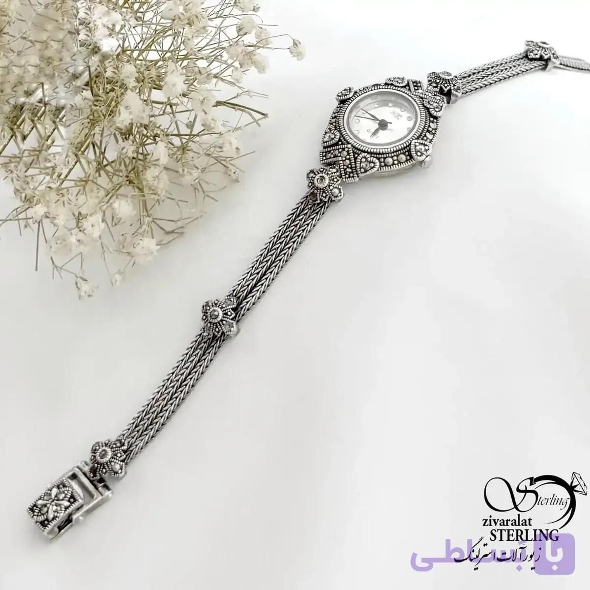 ساعت سیاه قلم زنانه نقره ساخت ایتالیا کد 21485 — تصویر 1