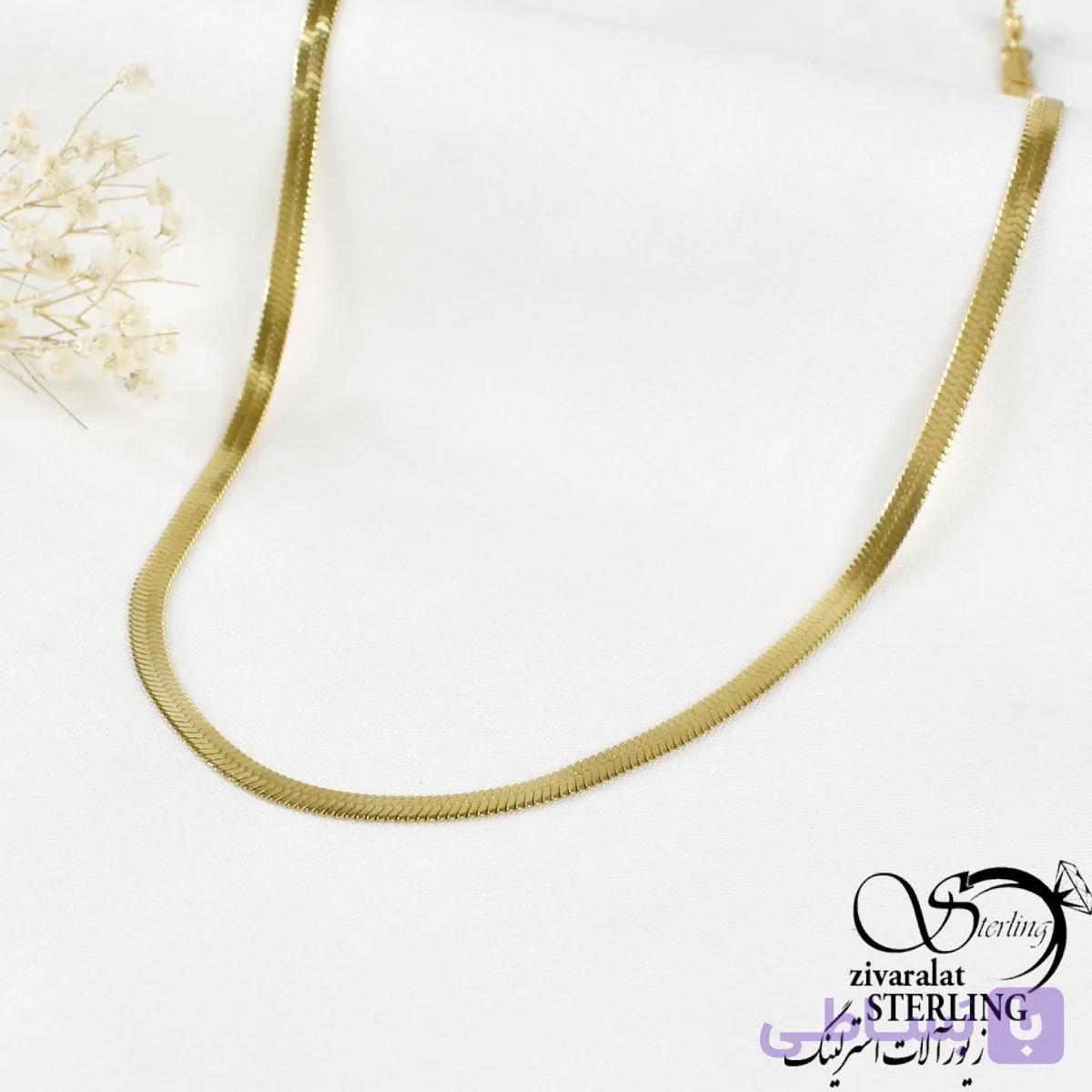 زنجیر ماری طلایی استیل سایز متوسط کد 6791 — تصویر 1